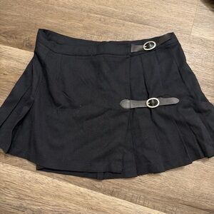 Brandy Melville Navy Pleated Skirt with Buckle Detail